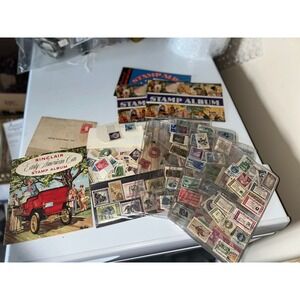 Vintage Sinclair Early American Stamp Lot US International Postage 100+